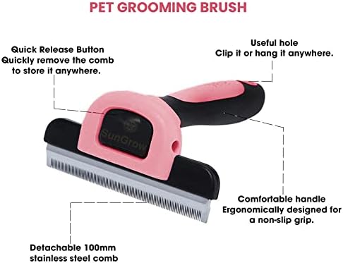 SunGrow Dog and Cat Deshedding Brush, Minimizes Shedding, Enhances Coat Health, Gentle on Skin, Suitable for Rabbits & Ferrets, 4" Steel Blade - Image 3