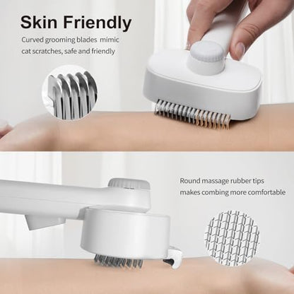 Self Cleaning Slicker Brush for Dogs Cats, Deshedding Dematting Grooming Tool for Long Haired Pets, Removes Matted Fur & Tangles, White - Image 4