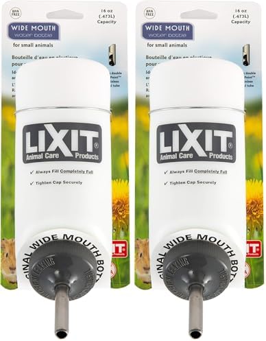 Lixit Pet Wide Mouth Water Bottle (16 oz), Translucent, 8802 (Pack of 2) by Lixit