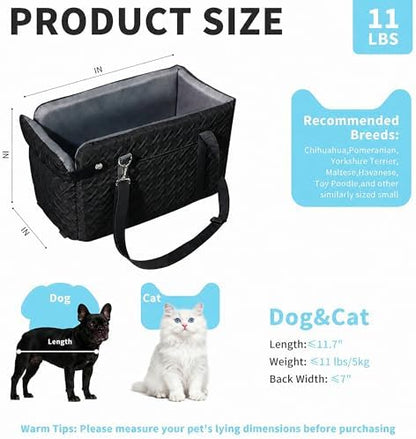 Center Console Dog Car Seat for Small Dogs Under 15 lbs, Black - Image 2