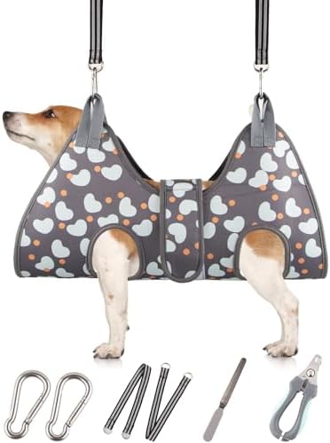 ATESON Dog Grooming Hammock for Small Dogs, Cats & Puppies - Adjustable, Mesh, Includes Nail Clippers & File by ATESON