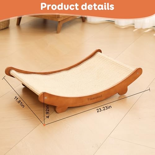 Sisal Cat Scratcher Bed, Beech Wood Cats Hammock,Cat Scratch Pad Indoor cat Toy,Durable Cat Scratching Post, Furniture Protector for Cats' Clawing and Play - Image 3