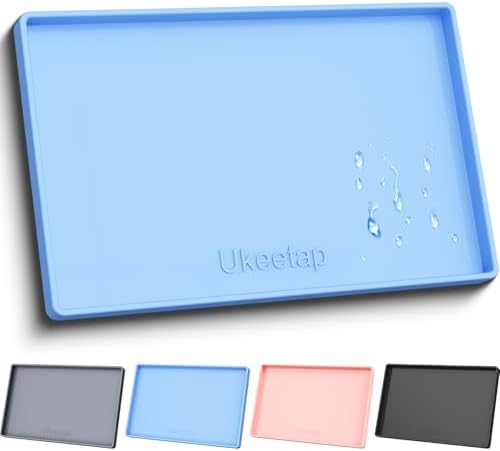 34" x 22" Extra Thick Silicone Mat Waterproof with Raised Edge, Blue by ukeetap