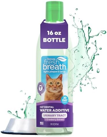 TropiClean Fresh Breath Cat Dental Water Additive, + UTI Support, 16oz by TropiClean