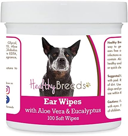 Healthy Breeds Australian Cattle Dog Ear Cleaning Wipes with Aloe & Eucalyptus for Dogs 100 Count by HealthyBreeds