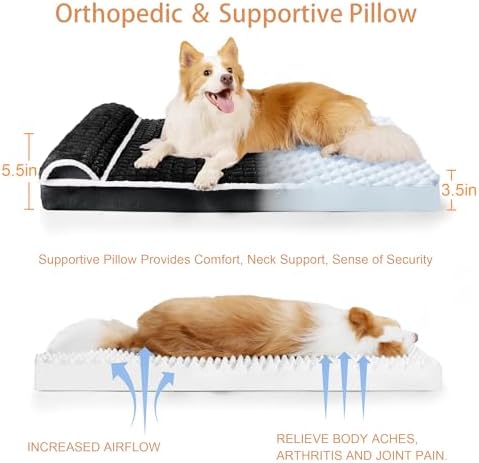 Orthopedic Large Dog Bed Pillow Pet Sofa Bed 48''X30'' Black - Image 6