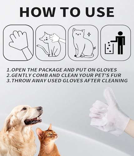 AQUASAFE Pet Glove Wipes - No-Rinse Dog Grooming Wipes & Cat Bath Gloves | Unscented Hypoallergenic Dog Wipes, [24] Ct - Image 6