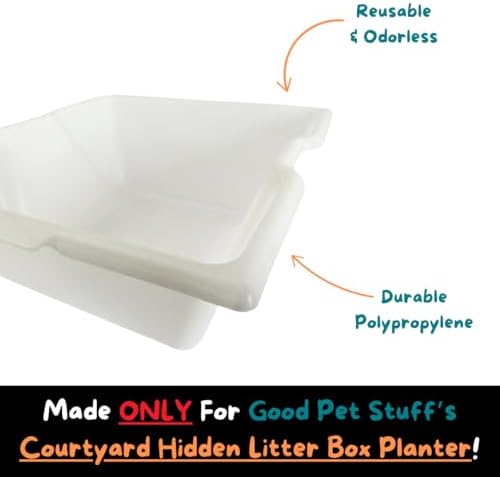 Good Pet Stuff, Litter Box Liner Tray for The Courtyard Hidden Litter Box Planter, Reusable Litter Tray, Easy to Clean, Odorless, Sustainable, Durable, Square, White Litter Box Liner - Image 3