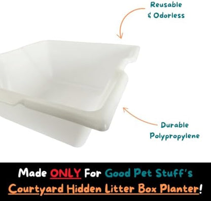 Good Pet Stuff, Litter Box Liner Tray for The Courtyard Hidden Litter Box Planter, Reusable Litter Tray, Easy to Clean, Odorless, Sustainable, Durable, Square, White Litter Box Liner - Image 3