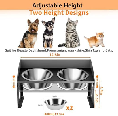 Elevated Cat Bowls with Splash Proof, 12°Tilted No Spill Raised Cat Food Water Bowls Set, Stainless Steel Pets Dishes with Adjustable Cute Metal Stand for Indoor Kitten Puppy, Anti-Vomiting - Image 5