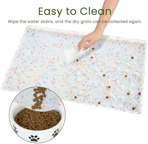 Ptlom Dog Food Mat Anti-Slip Dog Bowl Mats for Food and Water, Waterproof Pet Placemat Prevents Messy Spill to Floor, Silicone Puppy Feeding Tray for Small, Medium and Large Dogs Cats - Image 6