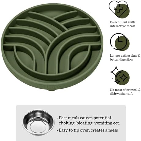 OHMO Slow Feeder Dog Bowl, 5.9" Lick Mat for Dogs, Tree of Life, Camo Green - Image 6