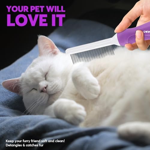 GENPEPADO Grooming Comb for Dogs and Cats with Matted Hair, Detangling Pet Comb with Long and Short Stainless Steel Metal Fine Teeth for Removing Mats, Tangles, Knots & Loose Fur from The Undercoat - Image 7