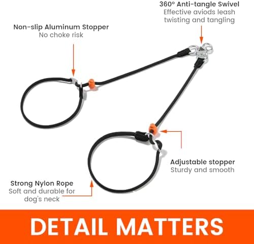 Howgo Slip Lead Leash 2 Dogs, Tangle-Free 360 Swivel(MintGreen,No Handle) - Image 5