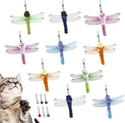 SONGWAY Insect Cat Toy Refills - 10 Pieces Dragonfly Toy Replacements for Indoor Cats, Interactive Cat Toy Wand Attachments by SONGWAY