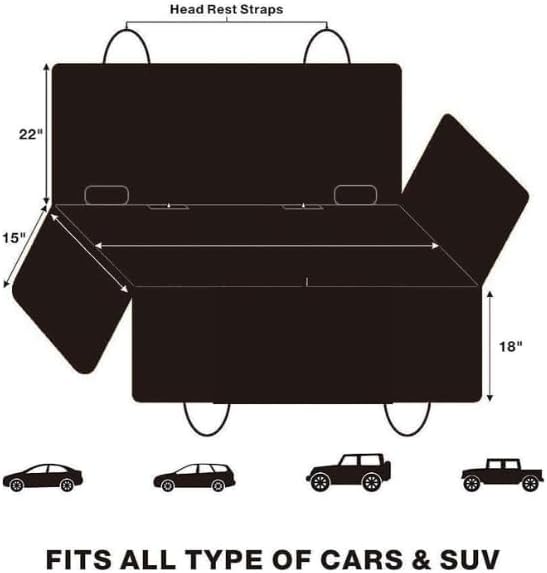 Formosa Covers Deluxe Dog Car Seat Hammock Quilted Cover with Non-Slip Backing Best for Cars Trucks and SUVs Make Travel with Your Pet Always an Option - 56" W x 60" L, Black