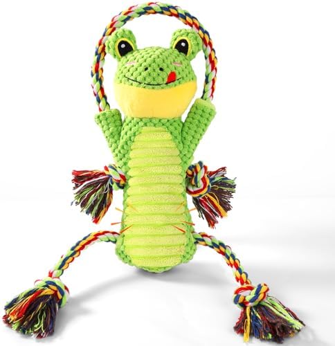 Drmstow Dog Toys for Aggressive Chewers - Interactive Plush Squeaky Toy with Crinkle Paper & Rope, Durable Chew Toys for Anxiety Relief, Small Medium Large Dogs by Drmstow