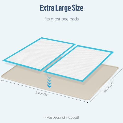 Pee Pad Holder for Dogs 51''x25.6'' Silicone Puppy Pee Pad Tray, Beige - Image 2
