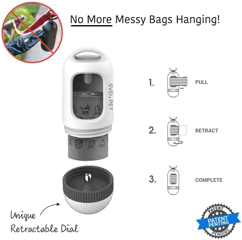 SVD.PET Dog Poop Bag Dispenser, Waste Bag Retractable, Pearl White - Image 2