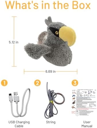 Puffluv Flapping Cat Toy,Interactive Shoebill Flapping Bird,CAN NOT Fly Auto Chirping & Beating Wings 6 Modes, USB Charging with Catnip for Indoor Kittens Active Fun - Image 6