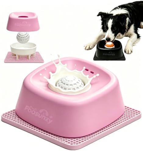 Slow Feeder Dog Bowl for Liquid & Wet Food with Rolling Ball by Unknown
