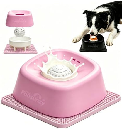 Slow Feeder Dog Bowl for Liquid & Wet Food with Rolling Ball by Unknown