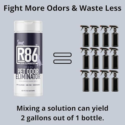 R86 Pet Odor Eliminator, Removes Odor from Litter Boxes, Carpet, and Hard Surfaces, Even Removes Skunk Smell from Cats & Dogs, Plant Based Formula, Use Wet or Dry, Hypoallergenic & Biodegradable - Image 6