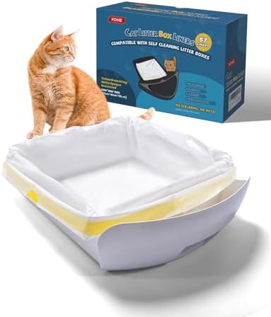 KONE Cat Litter Bags for Robot 3/4, 2 mil Thickened Drawstring Waste Drawer Liners Compatible with Most Self-cleaning Automatic Boxes - 57 Count Pet Kitten Poop Disposable Replacement Bag, 5-9 Gal by KONE