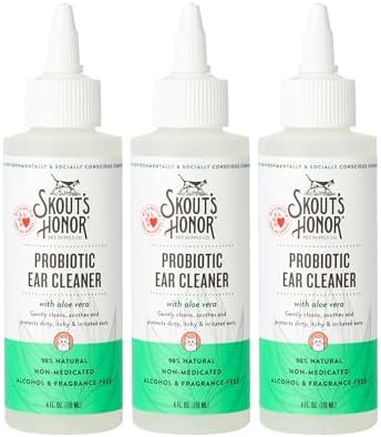 SKOUT'S HONOR Probiotic Cat Ear Cleaner, 4 oz, 3-Pack by SKOUTSHONOR