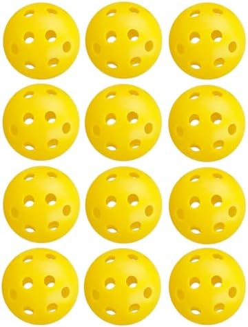 12Pcs Cat Ball Toy, Low Noise No Bells Holey Plastic Cat Balls, Funny Interactive Cats Toys for Indoor Cats, Firm Toy Balls for Kitten Puppy Ferret Bird (1.65", Yellow) by ENERKEEN