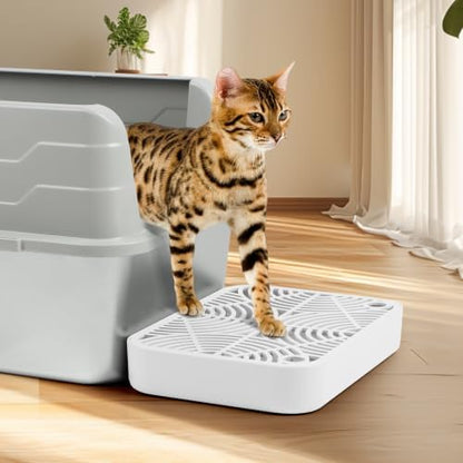 Cat Litter Box Ramp, Litter Box Step Mat with Filter Function for Self-Cleaning Cat Litter Box, Easy to Clean, Cats Pedal Step Stool Ideal for Kitten & Elderly Cats (White) - Image 6