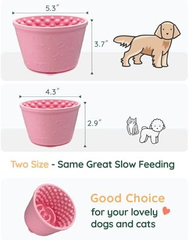 2-in-1 Licking Toy & Silicone Slow Feeder Bowls with Suction Cup - Non-Slip Mat for Bored Small Breed Dogs, Anxiety Relief, Anti-Choking (4.3" x 2.9", Pink) - Image 4