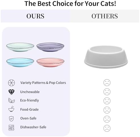 Selamica 6 Inch Ceramic Cat Bowls, Set of 4, Gradient Colors - Image 6