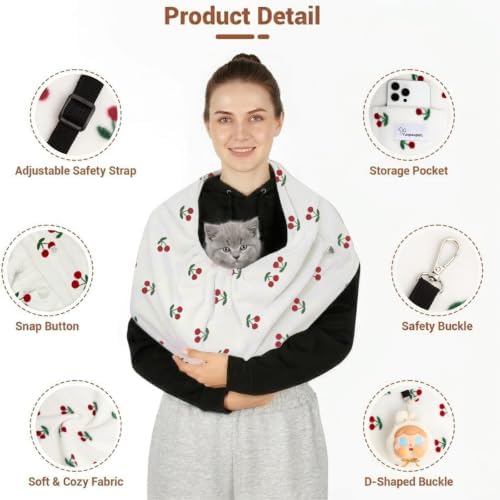 Hands-Free Cat Sling Carrier for Small Dogs & Cats, Soft Fleece - Image 4