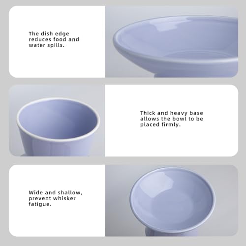 Ceramic Elevated Cat Food Bowls,6.2" Wide,2-Pack,Light Purple - Image 4
