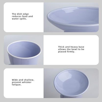 Ceramic Elevated Cat Food Bowls,6.2" Wide,2-Pack,Light Purple - Image 4