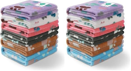 Luciphia 2 Pack 6 Dog Blankets Cat Soft Fluffy Fleece Pet Blanket Warm Cute Print Design Puppy Kitten Doggy Paw Small(23"x16") by luciphia