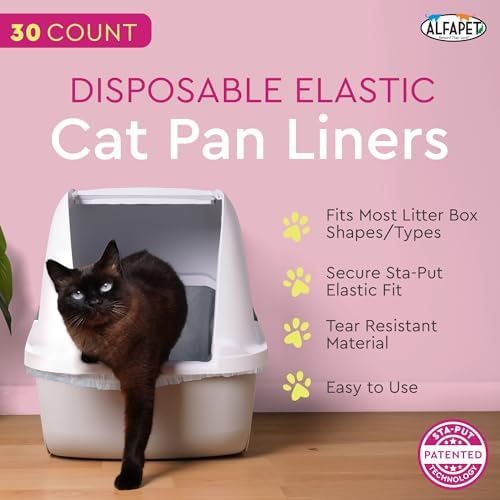 Alfapet Elastic Cat Litter Box Liners - Extra Giant 30 Count - Tear-Resistant Cat Litter Bags - Waterproof Kitty Litter Liners - Fits Litter box Pan Sizes XL, Giant, X-Giant, 37" x 18", 20 lb Capacity - Image 2