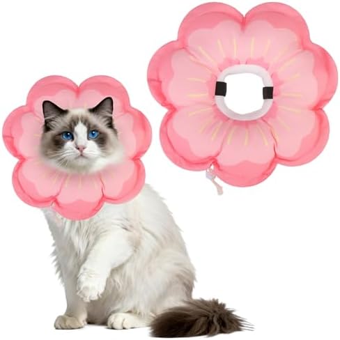 EXPAWLORER Cat Cone Collar Soft, Cat E Collar Recovery After Surgery to Stop Licking, Adjustable Waterproof Cute Neck Elizabethan Pet Kitten Puppy Donut Pillow for Cats Puppy Wound Healing, Pinks by EXPAWLORER