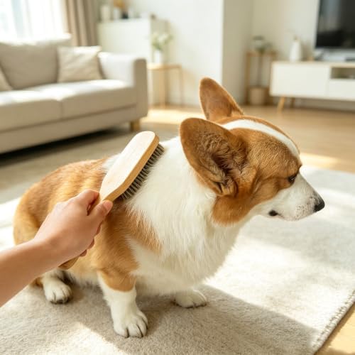 Boar Bristle Dog Brush for Short Haired Dogs, Natural Wooden Grooming Tool, Reduce Shedding, Detangle & Massage Sensitive Skin, Grooming to Calm Dogs & Build Pet Owner Bonding (Peach wood) - Image 6