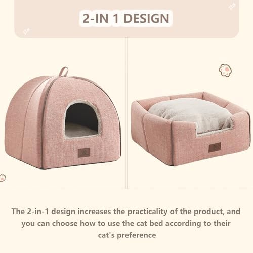 WINDRACING Cat Bed for Indoor Cats - Cats Cave Bed Cat House Cat Tent with Removable Washable Cushioned Pillow, Soft Kitten beds, & Furniture, for Small and Medium Pet Bed - Image 6