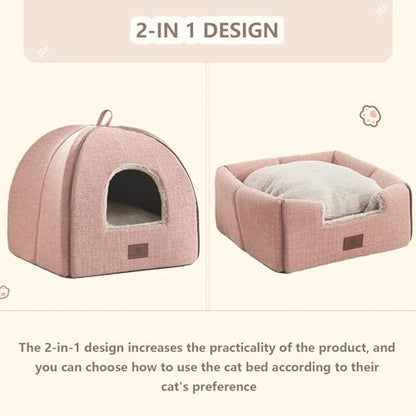 WINDRACING Cat Bed for Indoor Cats - Cats Cave Bed Cat House Cat Tent with Removable Washable Cushioned Pillow, Soft Kitten beds, & Furniture, for Small and Medium Pet Bed - Image 6