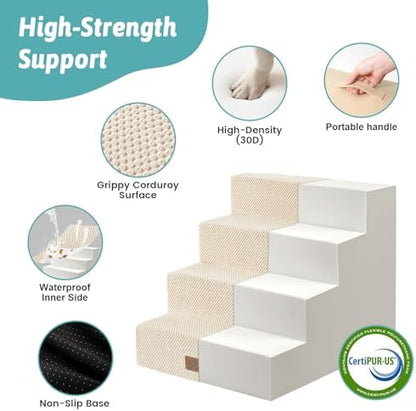 COZY KISS Dog Stairs for Small Dogs, 4 Step Pet Stairs for Beds & Couches - Image 3