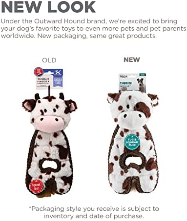 Outward Hound by Charming Pet Cuddle Tugs Cow Plush Squeaky Dog Toy - Image 3