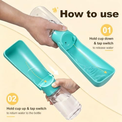 Foldable Dog Water Bottle, 19 oz Leak Proof Portable Dispenser (Green) - Image 3