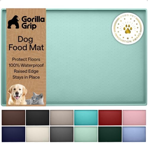 GORILLA GRIP Dog Food Mat, 100% Waterproof Silicone, 23x15 Mint by GorillaGrip