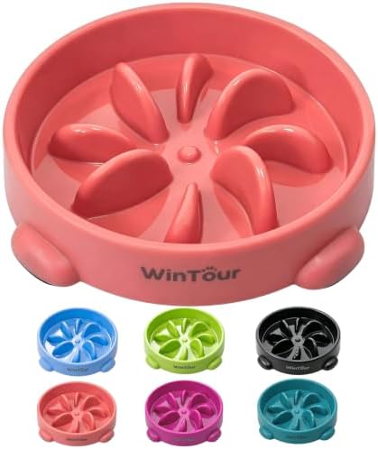 WinTour Slow Feeder Dog Bowls for Small Medium Pets, Round PP Dish, 1 Pack by WinTourDogToys
