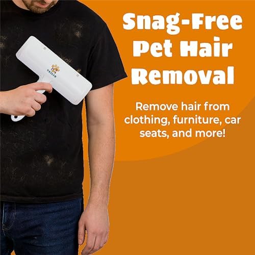 Pet Hair Remover with Fur Collector - Easy to Use Pet Hair Removal Tool - Cat & Dog Hair Remover for Couch, Furniture, Clothes, Bedding, Car - Reusable Lint Roller (White) - Image 6