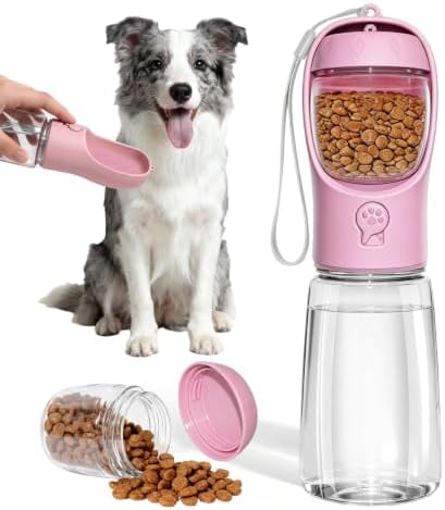 Portable Dog Water Bottle with Food Container, Drinking Bottle for Travel by Liphier