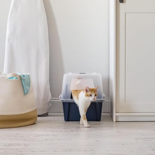 IRIS USA Large Front Door Cat Litter Box, Walk-in Entry, Navy - Image 4